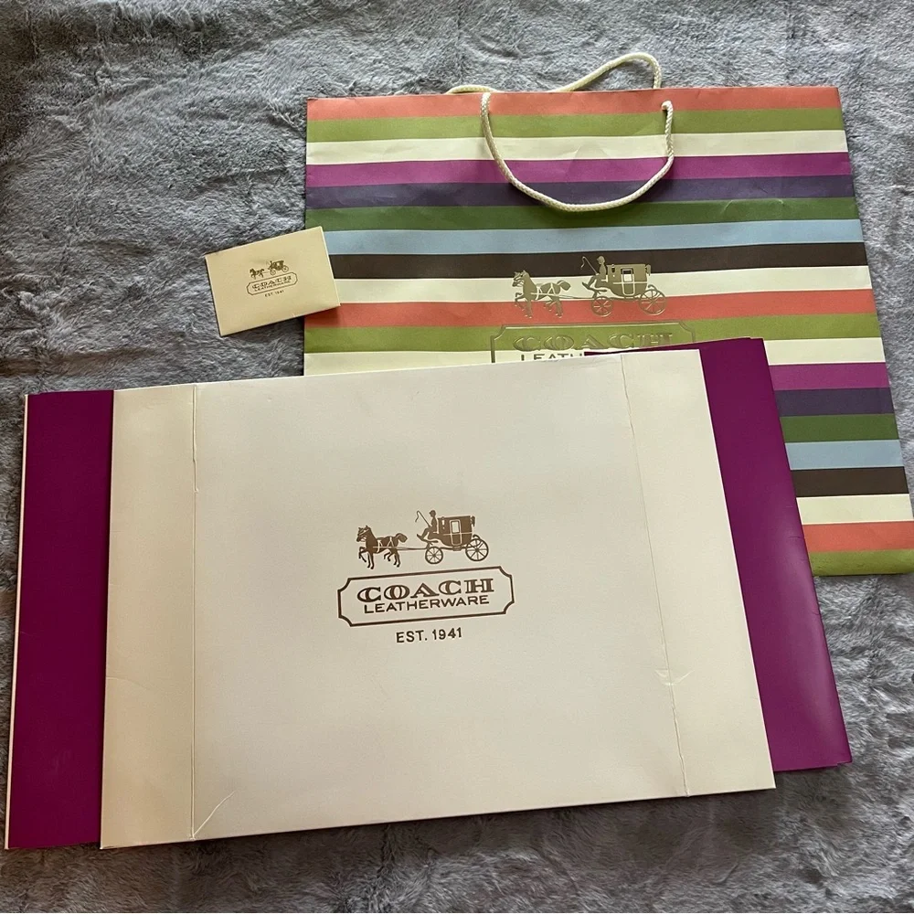 Coach Multicolor Striped XL Gift Box and Shopping Bag B - Picture 1 of 15